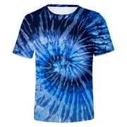 QXUTPO T Shirts For Men Tie Dye Digital 3D Print Short Sleeve T-Shirt