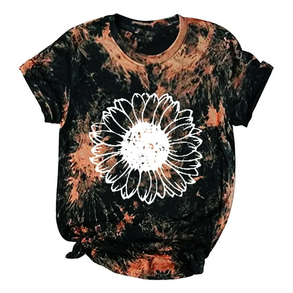 T Shirts For Women Casual Fashion Printed Top Shirt Pullover Round Neck Shirt Elegant Short Sleeve Loose Tshirts