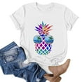 thumbnail image 1 of t shirts for women casual pineapple printing shirts round neck short sleeve tee tops tunic blouse, 1 of 5