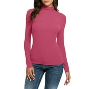 BJUTIR T Shirts For Women Casual Solid Long Sleeve Turtleneck Blouse Tops Slim Fit Stretchy Layer Tee Shirts