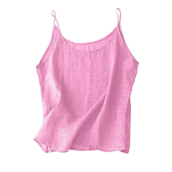 T-Shirts For Women Cotton Linen Camisole Tops For Spaghetti Strap Loose Fit Tank Top Summer Casual Sleeveless Shirts Womens Tops