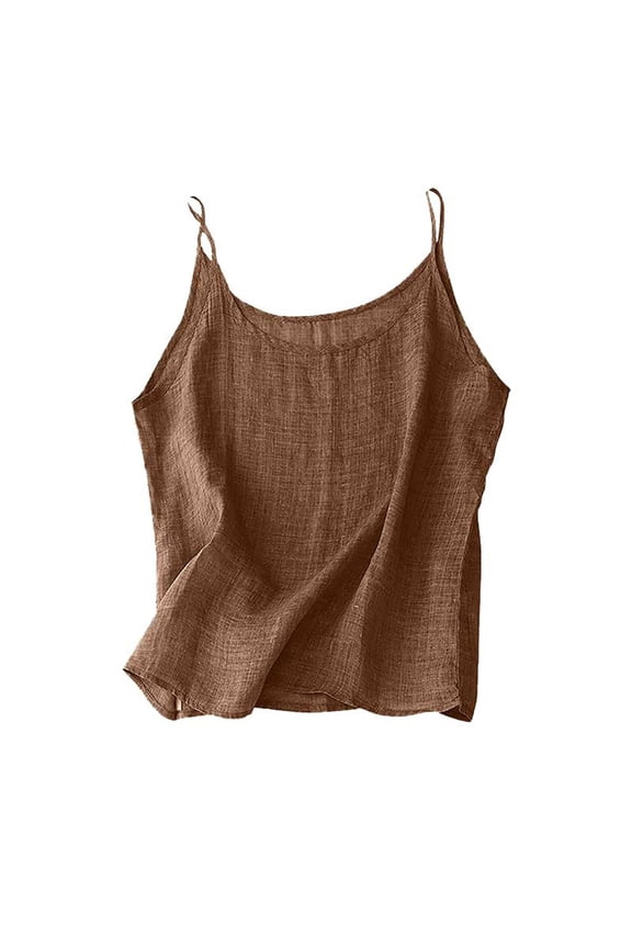 T-Shirts For Women Cotton Linen Camisole Tops For Spaghetti Strap Loose Fit Tank Top Summer Casual Sleeveless Shirts Womens Tops