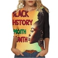 thumbnail image 1 of T Shirts For Women Fashion Tees Tops Black Month African Celebration Blouse Tshirt 3/4 Sleeve Crewneck Fall Outfits Fashion Clothes 2025, 1 of 5