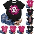 thumbnail image 1 of T Shirts For Women Fashion Tees Tops Breast Cancer Awareness Month Inspiring Pink Ribbon Graphic Summer Clothes, 1 of 4