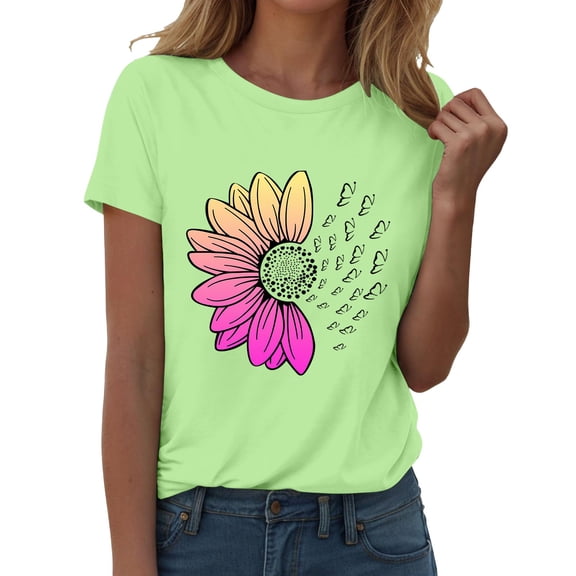 T-Shirts For Women Fashion Workout T Shirts Athletic Plus Size Tops Summer Trendy Clothes Short Sleeve Spring Tee Womens Tops