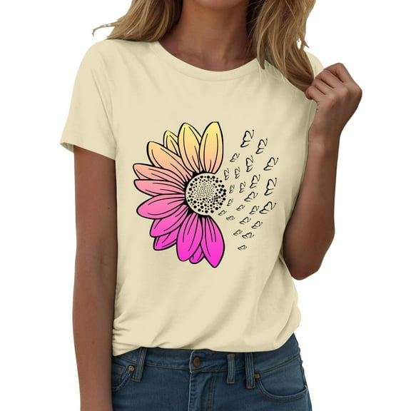 T-Shirts For Women Fashion Workout T Shirts Athletic Plus Size Tops Summer Trendy Clothes Short Sleeve Spring Tee Womens Tops