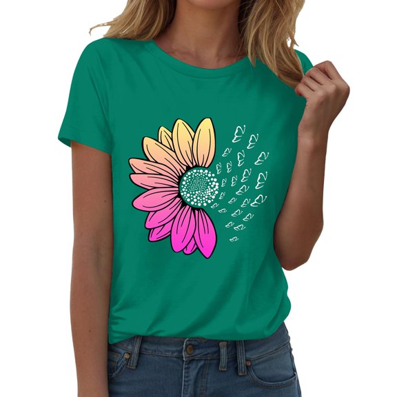 T-Shirts For Women Fashion Workout T Shirts Athletic Plus Size Tops Summer Trendy Clothes Short Sleeve Spring Tee Womens Tops