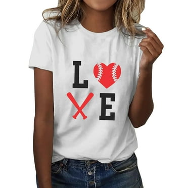 Beopjesk Womens Valentine's Day Graphic Tees Short Sleeve Heart Printed ...