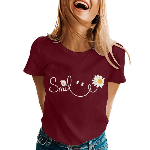 T Shirts For Women - Graphic Tee, Summer Short - Sleeve, Lightweight, Comfy, Sizes S - XXL