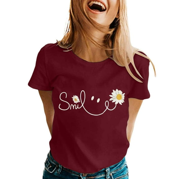 T Shirts For Women - Graphic Tee, Summer Short - Sleeve, Lightweight, Comfy, Sizes S - XXL