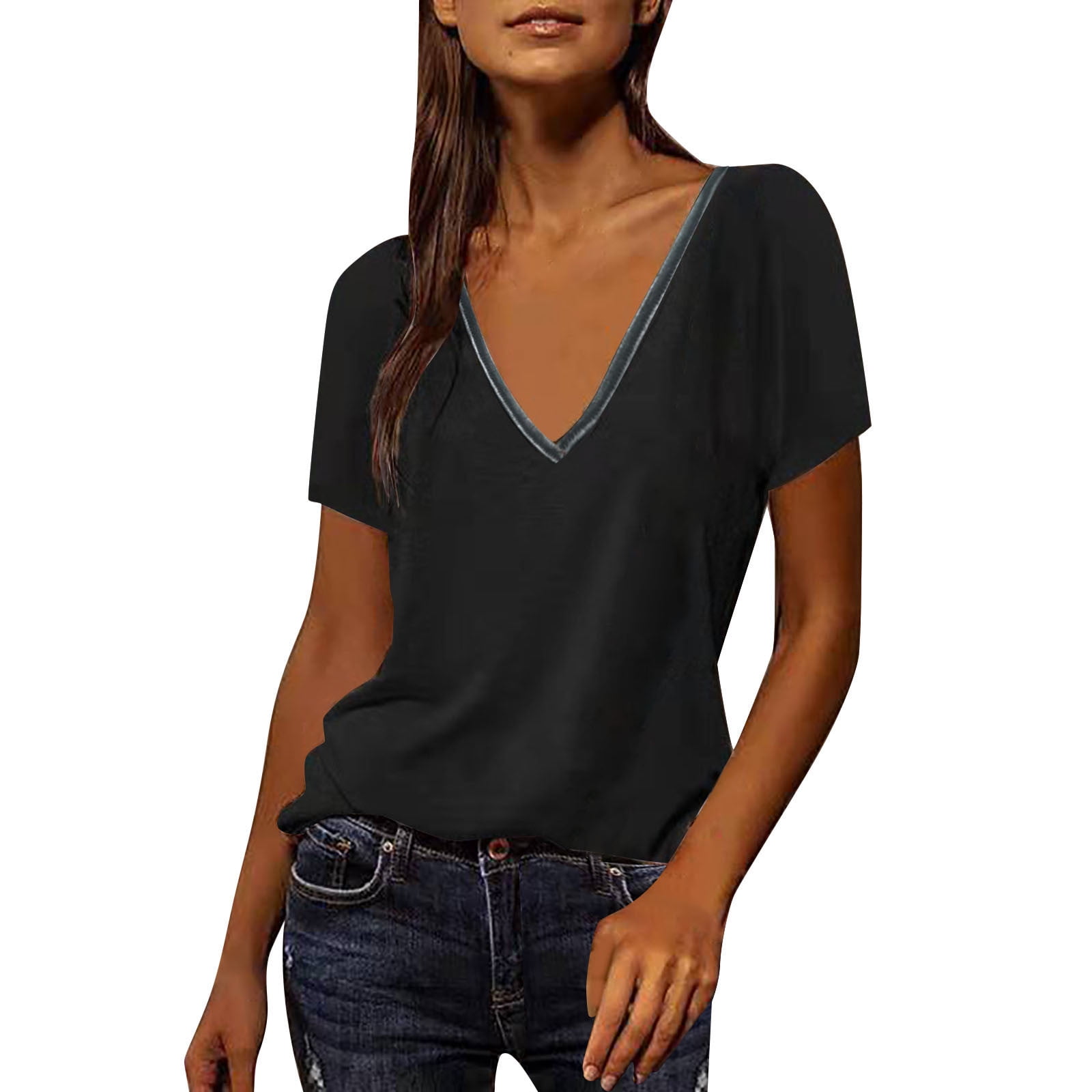 T Shirts For Women Graphic Tee V Neck Workout Tops Short Sleeve Tops