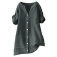 thumbnail image 1 of T Shirts For Women Gray Womens Tops Fashion Loose Button Stand Solid Color Sleeve Collar Casual Pocke Summer Tops, 1 of 7