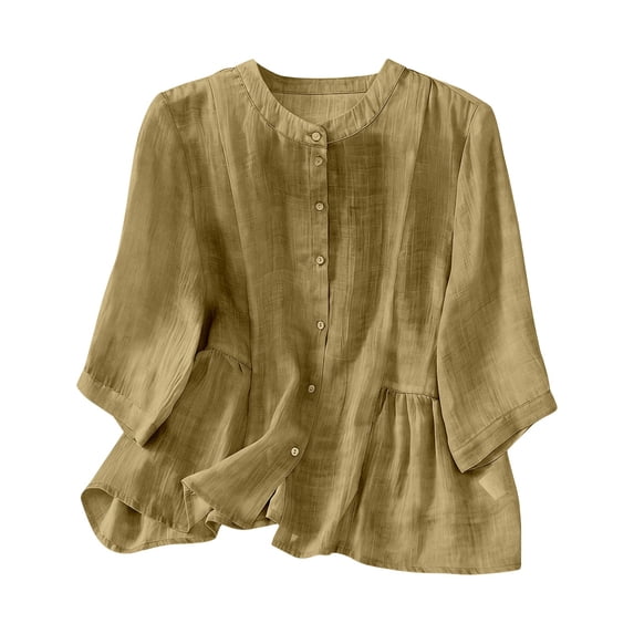 T Shirts For Women Green Womens Tops Fashion Large Size Solid Color Blouse Comfortable Cotton And Linen Summer Tops