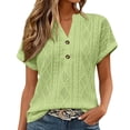 thumbnail image 1 of T Shirts For Women Green Womens Tops Fashion V Neck With Mesh Cut Out Short Sleeved Elegan Casual Pullover Daily Comfortable Summer Tops, 1 of 7
