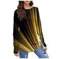 thumbnail image 1 of T Shirts For Women Long Sleeve Top Round Neck Basic Fashion Printed Tshir Thumbhole Tunic Tshirts, 1 of 5
