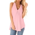 thumbnail image 1 of T Shirts For Women Pink Womens Tops Fashion V Neck Sleeveless Solid Chiffon Casual Loose Tank Flowy Summer Tops, 1 of 7