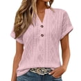 thumbnail image 1 of T Shirts For Women Pink Womens Tops Fashion V Neck With Mesh Cut Out Short Sleeved Elegan Casual Pullover Daily Comfortable Summer Tops, 1 of 7