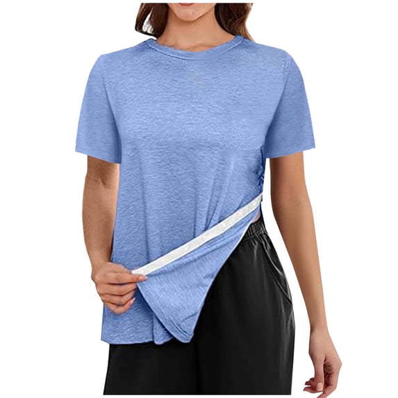 T-Shirts For Women Post Shoulder Shirts For Tear 3/4 Tops After Cuff Shirts Chemo Port Clothing Womens Tops