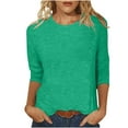 thumbnail image 1 of T-Shirts For Women Sevevn Women's Solid Colour Round Neck Three Quarter Sleeve T-Shirt Loose, 1 of 5