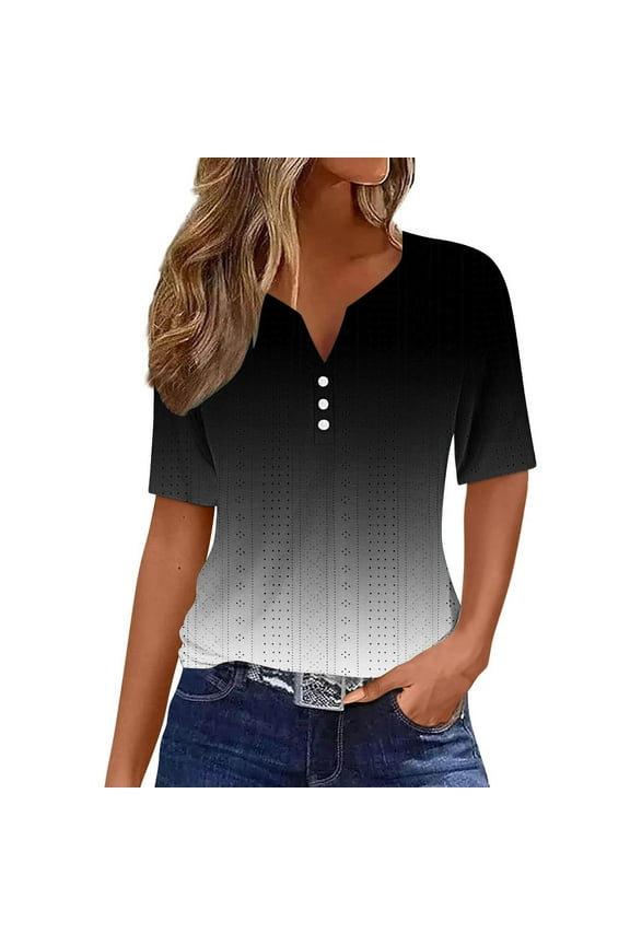 T-Shirts For Women Sevevn Women's V-Neck Solid Color T-Shirt Top Womens Summer Tops