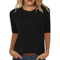 thumbnail image 1 of T-Shirts For Women Short Sleeve Sweater For Ribbed Crewneck Sweaters Summer Tops Soft Sweater Shirt Trendy Casual Pullover Tunics Womens Tops, 1 of 4