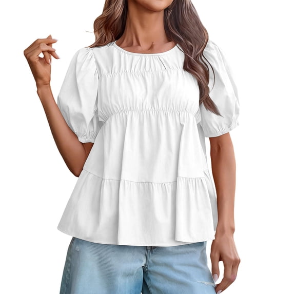 T Shirts For Women White Womens Tops Fashion Printed Round Neck Short Sleeve Casual Summer Tops