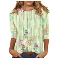 thumbnail image 1 of T Shirts For Women Womens Tops 3/4 Length Sleeve Tops Summer T Shirts Floral Print Crew Neck Casual Basic Tee Fit Tunic Tops Blouse, 1 of 4
