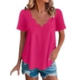 thumbnail image 1 of T Shirts For Women Womens Tops Casual Solid Color Scallops V Neck Tops Comfortable Breathable Short Sleeved V Neck T Shirt, 1 of 6