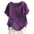 thumbnail image 1 of T Shirts For Women Womens Tops Cotton Linen Shirts Summer Casual Boho Floral Short Sleeve Blouse Oversized Loose Tunic Tops, 1 of 4