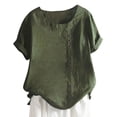 thumbnail image 1 of T Shirts For Women Womens Tops Cotton Linen Shirts Summer Casual Boho Floral Short Sleeve Blouse Oversized Loose Tunic Tops, 1 of 4