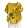 thumbnail image 1 of T Shirts For Women Womens Tops Cotton Linen Shirts Summer Casual Short Sleeve Blouse Oversized Loose Tops, 1 of 6