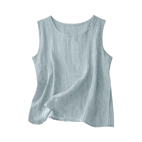 T Shirts For Women Womens Tops Cotton Linen Tank Tops For Casual Summer Shirt Basic Sleeveless Layering Camisoles Beach Vacation Clothes