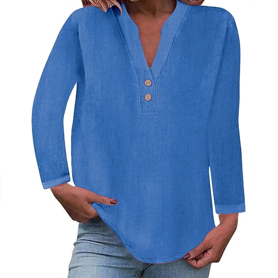 T Shirts For Women Womens Tops Fashion Casual V Neck Button Up Short Sleeved Blouse