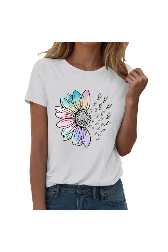 T Shirts For Women Womens Tops Fashion Workout T Shirts Athletic Plus Size Tops Summer Trendy Clothes Short Sleeve Spring Tee