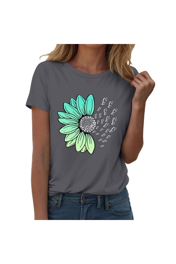 T Shirts For Women Womens Tops Fashion Workout T Shirts Athletic Plus Size Tops Summer Trendy Clothes Short Sleeve Spring Tee