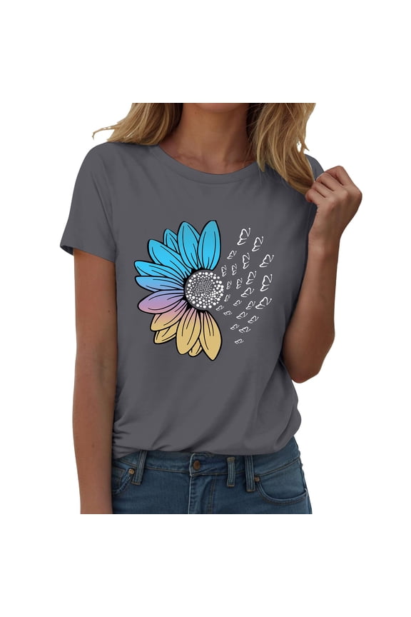 T Shirts For Women Womens Tops Fashion Workout T Shirts Athletic Plus Size Tops Summer Trendy Clothes Short Sleeve Spring Tee