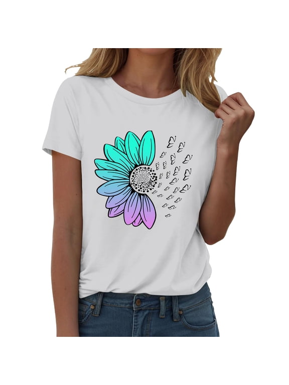 T Shirts For Women Womens Tops Fashion Workout T Shirts Athletic Plus Size Tops Summer Trendy Clothes Short Sleeve Spring Tee