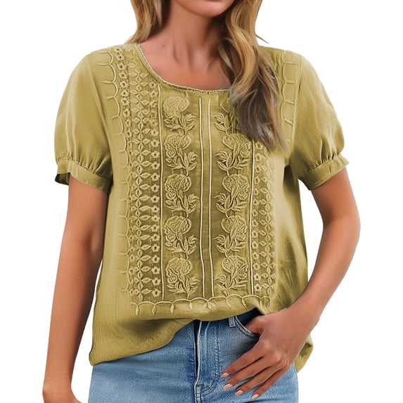 T Shirts For Women Womens Tops Fashionable Casual Solid Color Pleated Cotton And Linen Tops Shirts And T Shirts