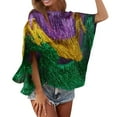 thumbnail image 1 of T Shirts For Women Womens Tops Purple Green And Gold Metallic Poncho, 1 of 7