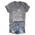 thumbnail image 1 of T Shirts For Women Womens Tops Rabbit Easter If For Print V Neck Oversized Graphic T Shirt, 1 of 4
