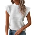 thumbnail image 1 of T Shirts For Women Womens Tops Short Sleeved Half High Collar Textured Wavy Solid Color Top T Shirt, 1 of 7
