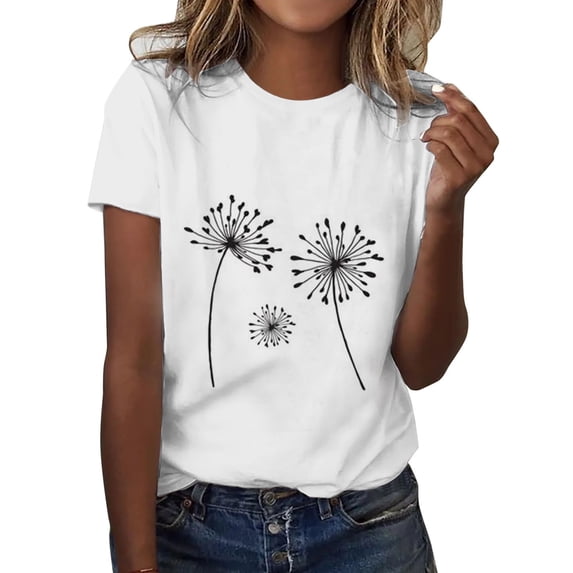 T Shirts For Women Womens Tops Simple Casual Printing Comfortable Round Neck Short Sleeve T Shirt
