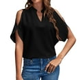 thumbnail image 1 of T Shirts For Women Womens Tops Solid Color V Neck Off The Shoulder Loose Chiffon T Top, 1 of 7