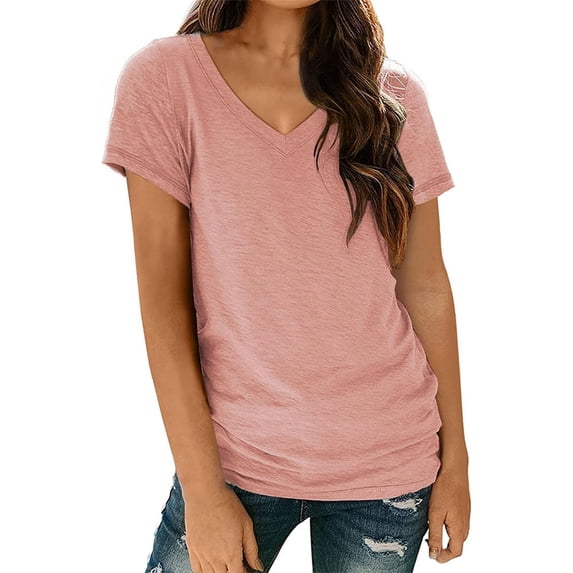 T Shirts For Women Womens Tops Spring And Autumn Short Sleeved V Neck T Shirt Top