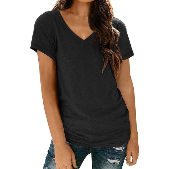 T Shirts For Women Womens Tops Spring And Autumn Short Sleeved V Neck T Shirt Top