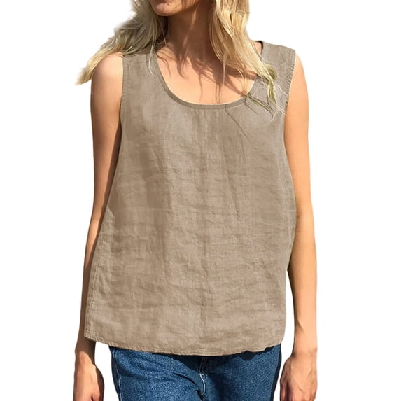T Shirts For Women Womens Tops Summer Cotton Lnen Sleeveless Shirt Loose Casual Tanks & Camis