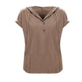 thumbnail image 1 of T Shirts For Women Womens Tops Summer Loose Hooded Button Short Sleeve T Shirt, 1 of 7