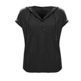 thumbnail image 1 of T Shirts For Women Womens Tops Summer Loose Hooded Button Short Sleeve T Shirt, 1 of 7