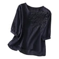 thumbnail image 1 of T Shirts For Women Womens Tops Summer Short Sleeved Cotton And Linen Tops Retro Cotton And Linen Shirts T Shirts Slim Summer New Loose Shirts, 1 of 7