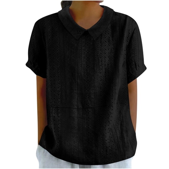 T Shirts For Women Womens Tops Summer Solid Round Neck Breathable Comfortable Loose Casual Short Sleeved Top